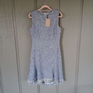 MM Lafleur Linsay 1 0 Tweed Dress SZ 8 Cotton Blend Boucle Sleeveless Crew Neck